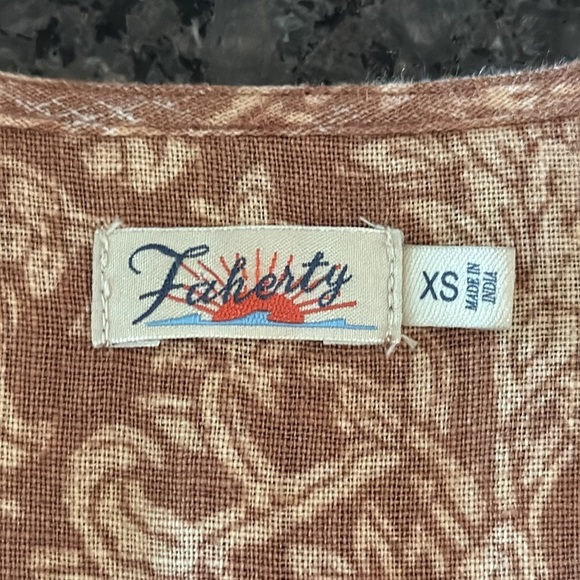 Faherty Ashley Linen Dress In Bronze Riviera Floral - Picture 8 of 9